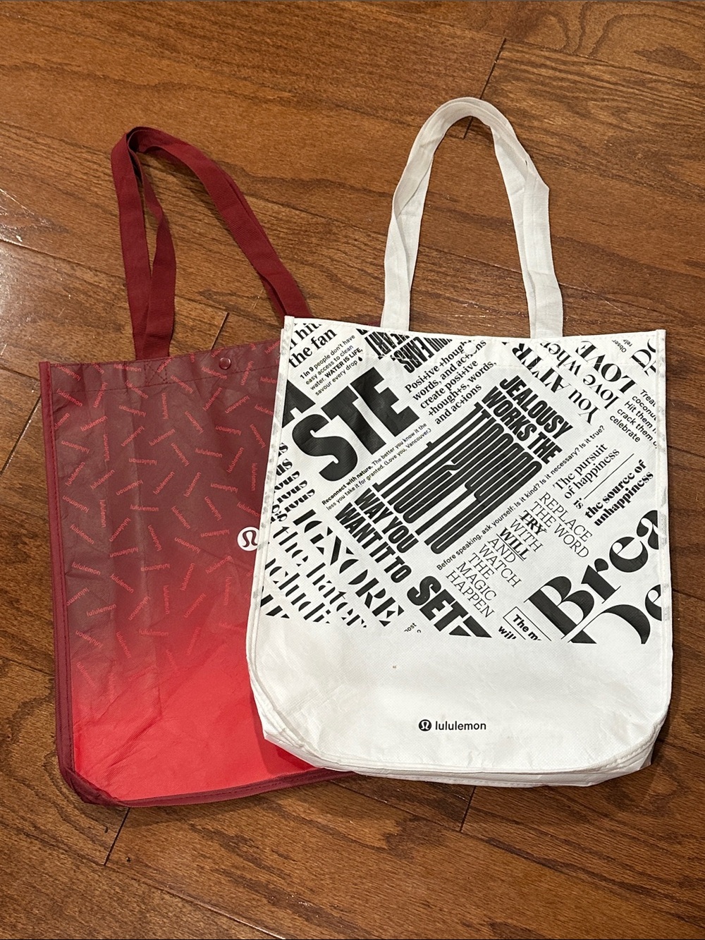lululemon athletica Logo reusable shopping Tote Bags bundle of 2
